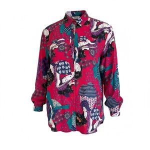 Retro 80s Japanese art print shirt